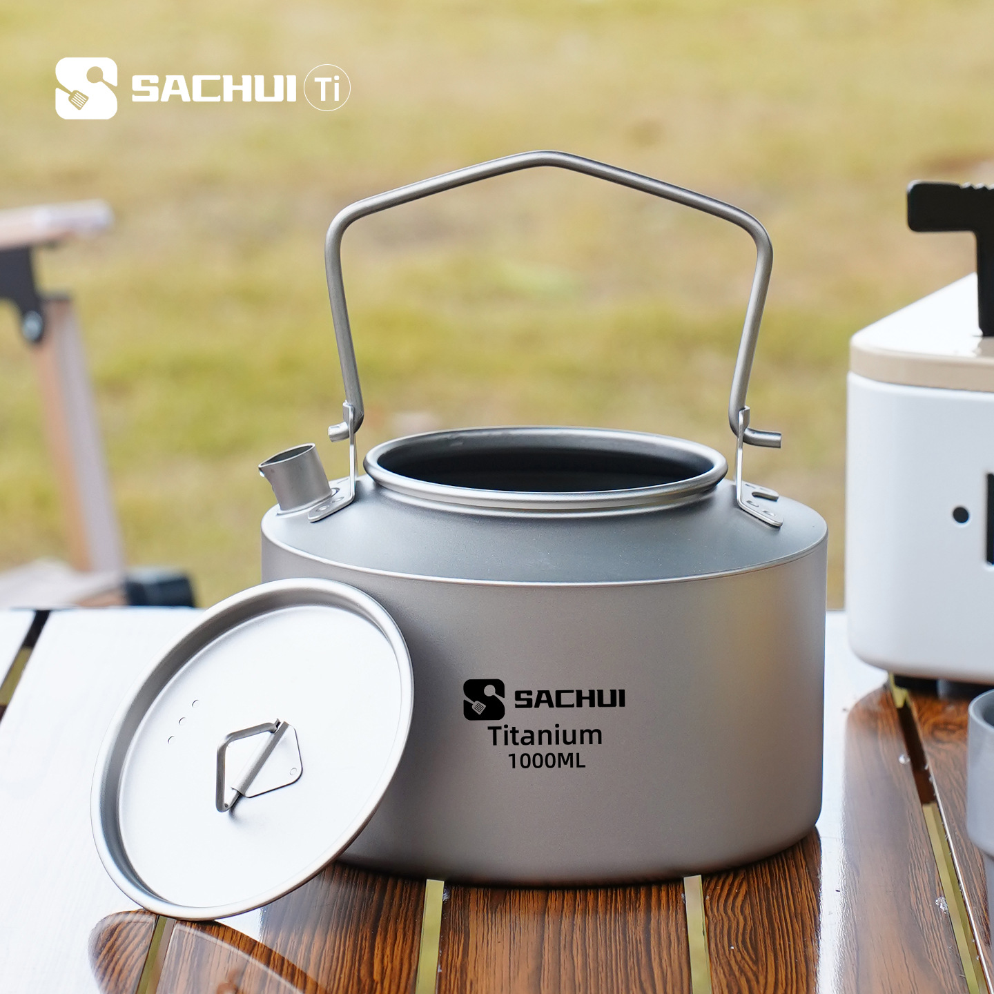 Camping Cooking Equipment - 1000 ミリリットル純チタンケトル屋外超軽量茶コーヒーポットキャンプ調理器具ハイキング旅行用ポータブルウォーターケトル