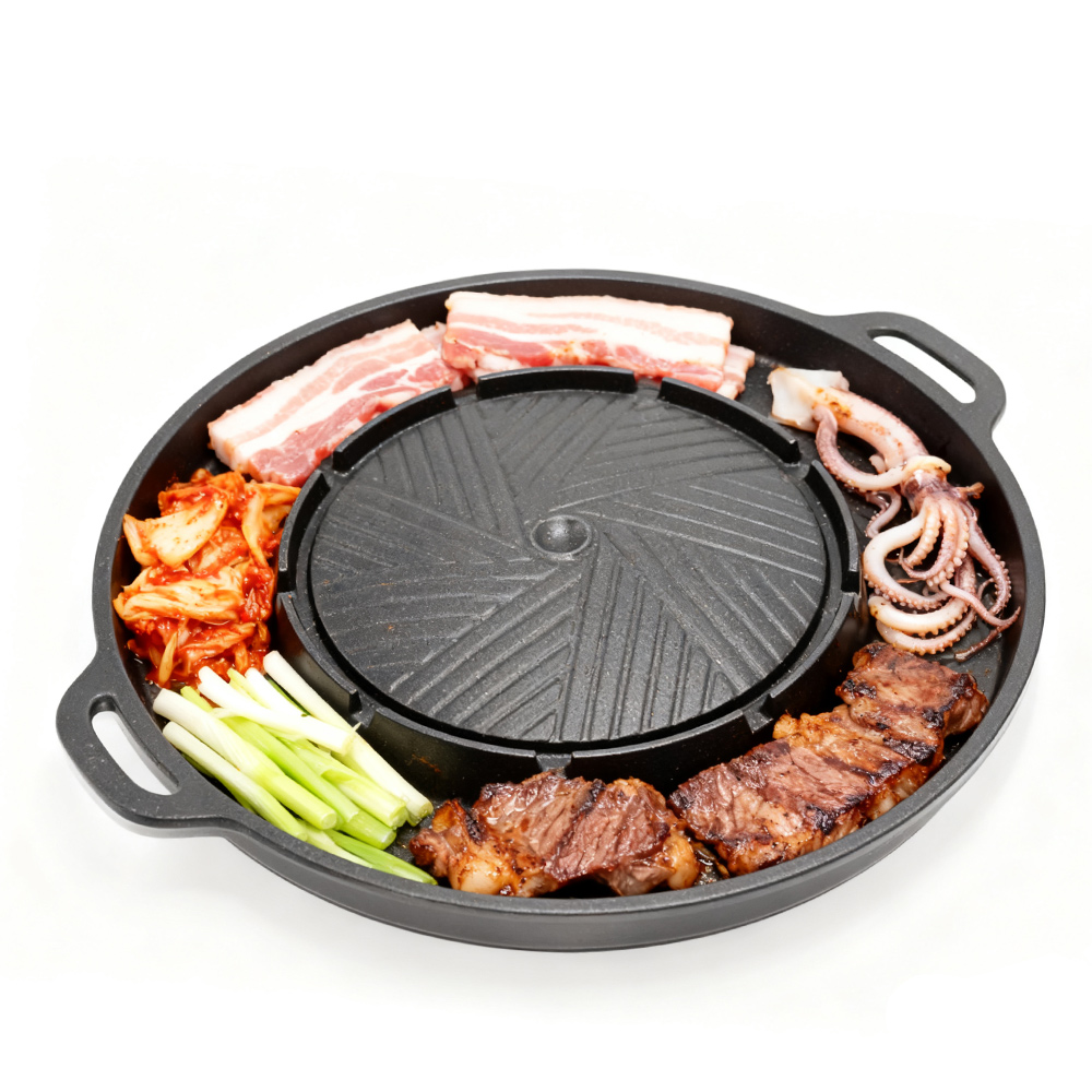 Camping Cooking Equipment - KOSUN 韓国式BBQグリルパン 2 in 1 丸型バーベキュー共有プレート