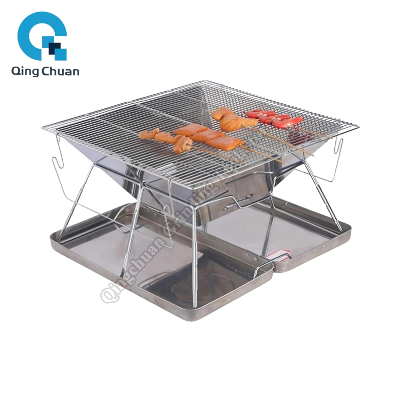 Camping Cooking - キャンプグリル炭火ストーブ折りたたみ式ステンレス鋼ファイヤーピットグリルバックパッキング用アウトドアクッキングハイキングキャンプピクニックストーブ