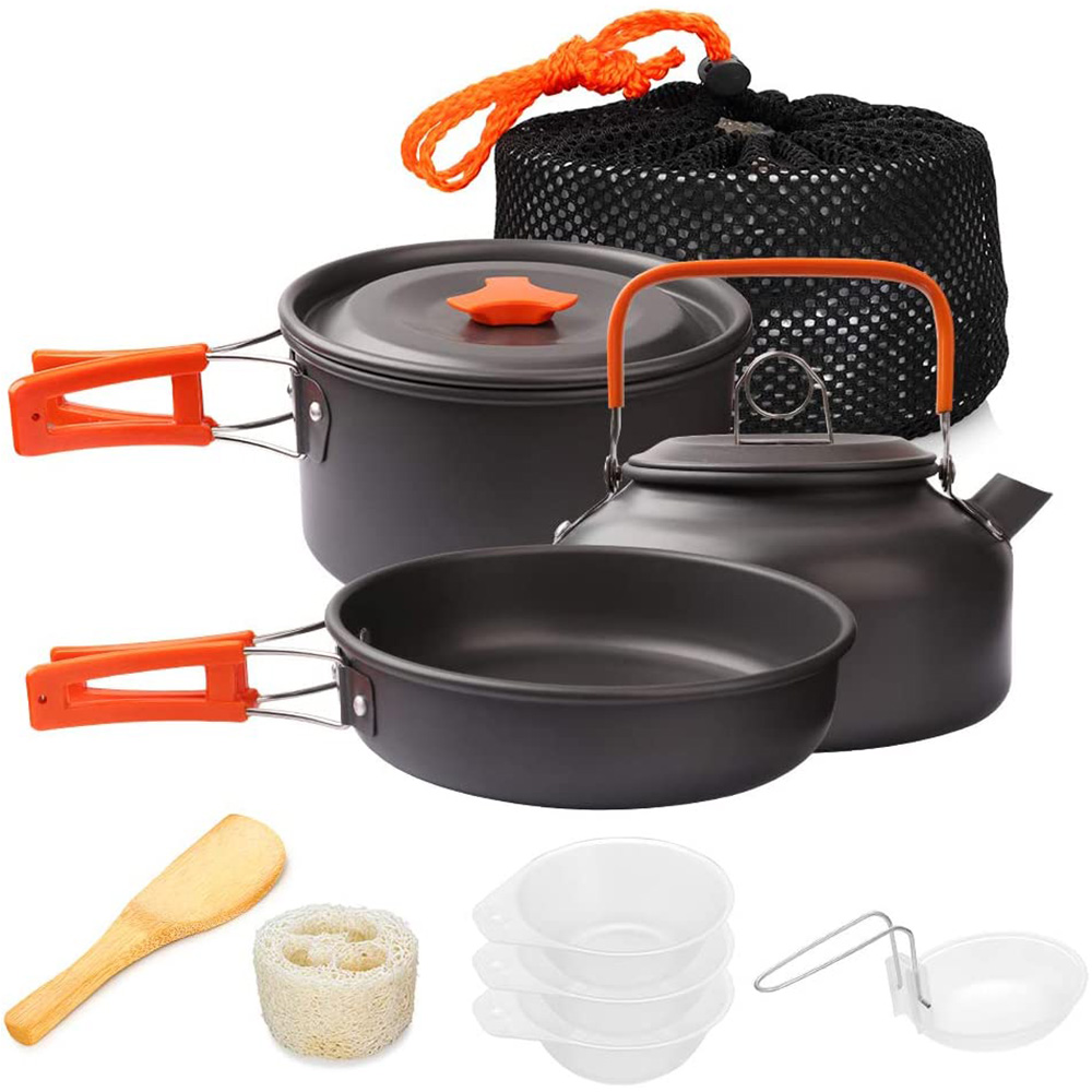 Camping Cooking Kitchen Set - 1 ピース/1 セットキャンプ調理器具キット屋外調理セットアルミ機器屋外ポット旅行食器キッチンハイキングピクニックバーベキュー