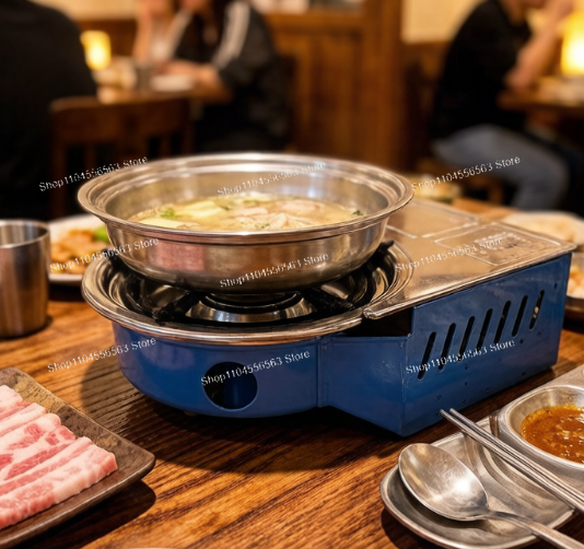 Camping Cooking Canister - ポータブルガスコンロ（韓国焼肉用、業務用ブタンバーナー、屋外卓上グリル、キャンプ料理用）