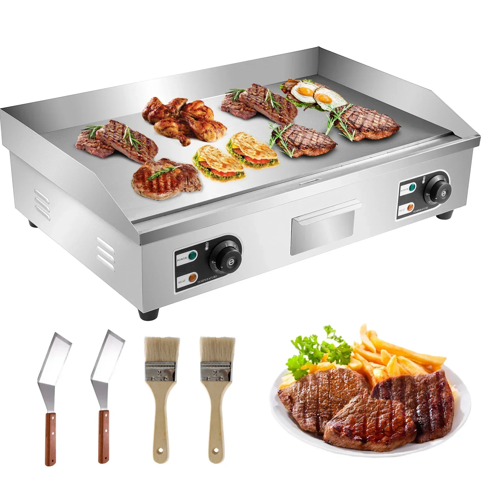 Camping Cooking Top - 電気カウンタートップグリドル引き出し付きステンレス鋼フラットトップグリルバーベキューバーベキューマシン屋外キャンプ調理用