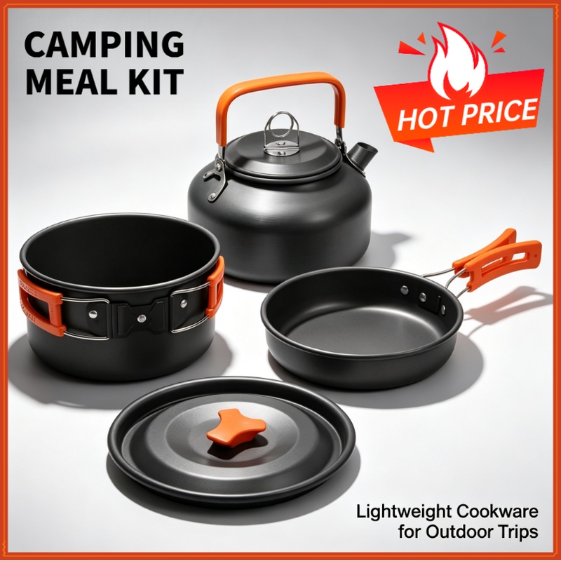 Camping Cooking Kitchen Set - キャンプクッキングセット キャンプ調理器具 旅行用食器 アウトドアピクニックセット ティーポット 2～3人用