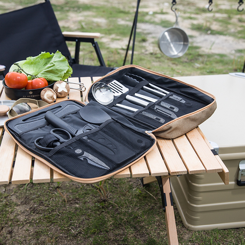 8 個キャンプキッチン調理器具セットポータブルバッグアウトド - Camping Cooking Kitchen Set のレビューと価格