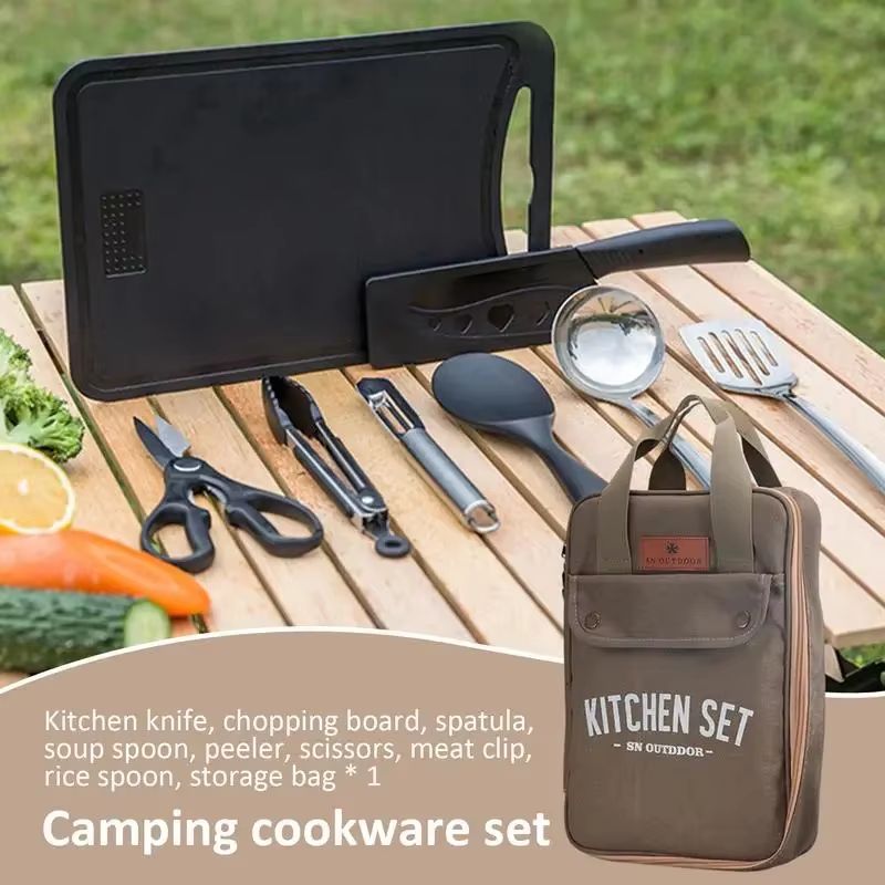 8 個キャンプキッチン調理器具セットポータブルバッグアウトド - Camping Cooking Kitchen Set のレビューと価格