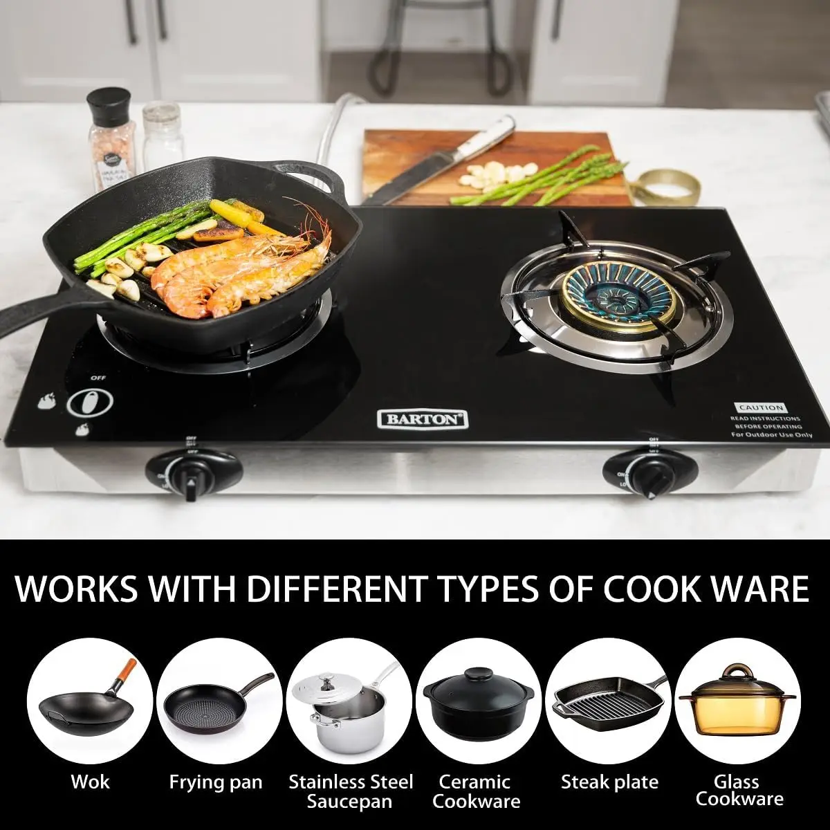 2バーナー式プロパンガスストーブ、25,516 BTU ポー - Camping Cooking Top のレビューと価格