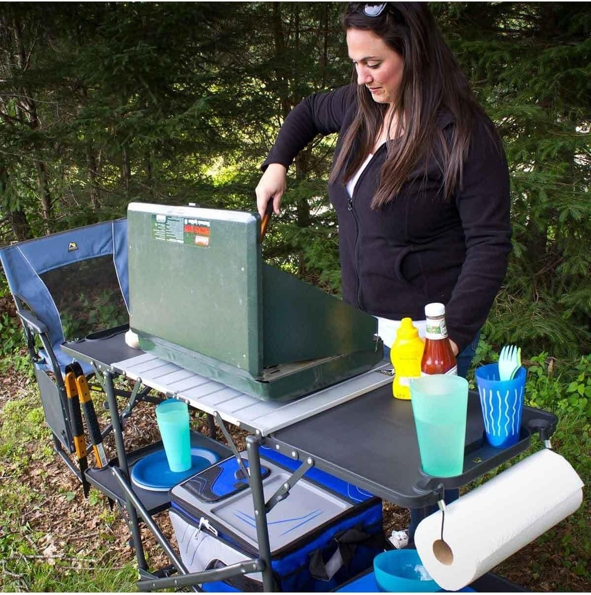 スリム折りたたみ式ポータブルキャンプキッチンテーブル、耐熱ト - Camping Cooking Top のレビューと価格