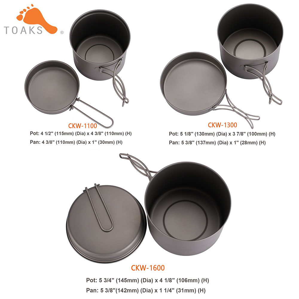 Toaks-超軽量チタンポットフライパン,調理器具セット,ア - Camping Cooking Kitchen Set のレビューと価格