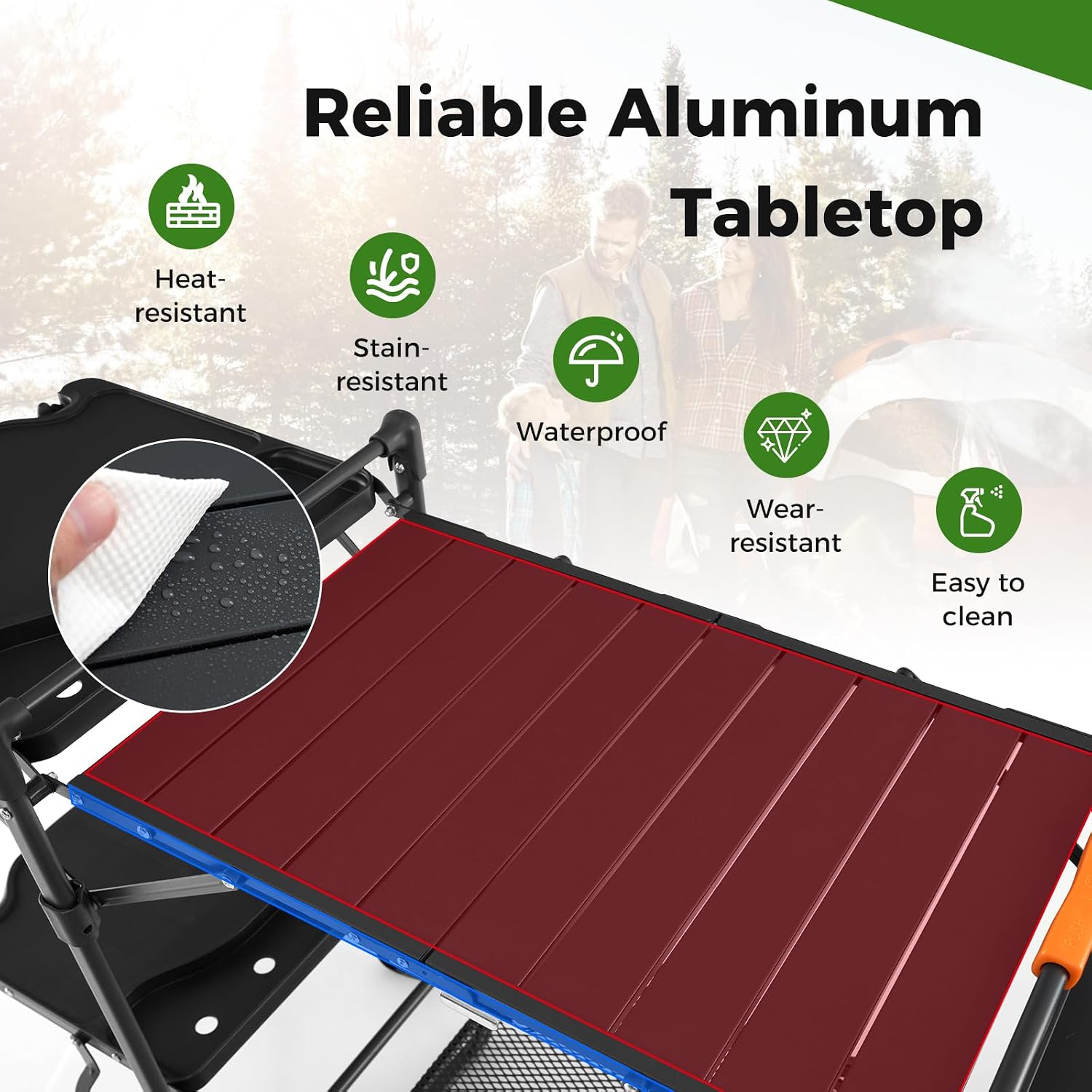 アルミ製天板、4つのサイドテーブル、収納ラック付きポータブル - Camping Cooking Top のレビューと価格