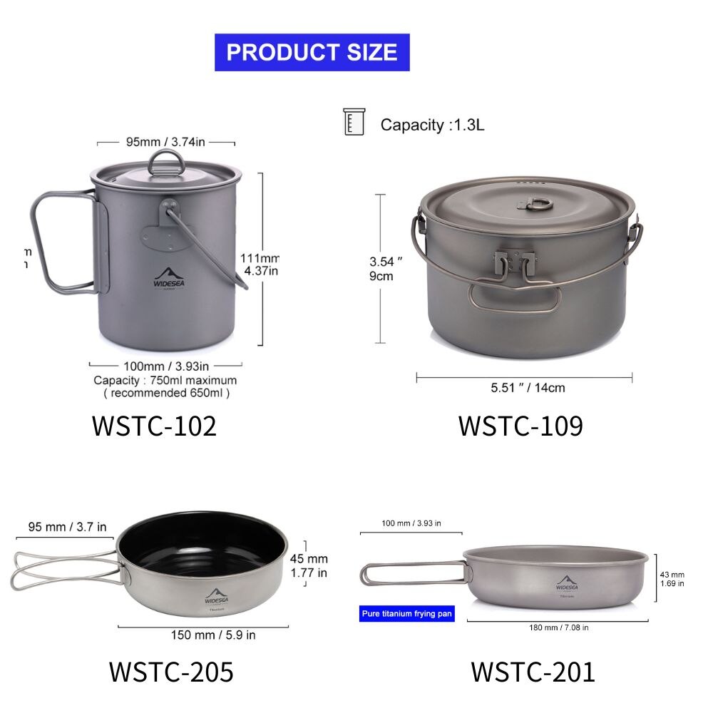キャンプ用食器チタン調理器具セット観光大釜屋外調理鍋フライパ - Camping Cooking Kitchen Set のレビューと価格