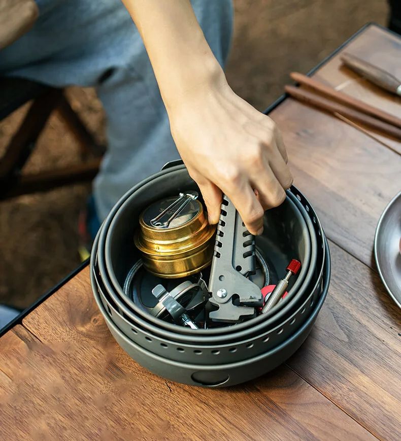 キャンプ用ガスストーブ アルコールストーブ 調理鍋 オプショ - Camping Cooking Kitchen Set のレビューと価格