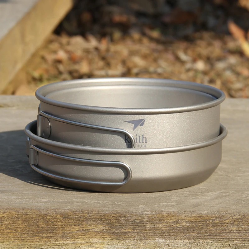 キース 3 個チタン調理器具パンボウルセット折りたたみハンド - Camping Cooking Equipment のレビューと価格