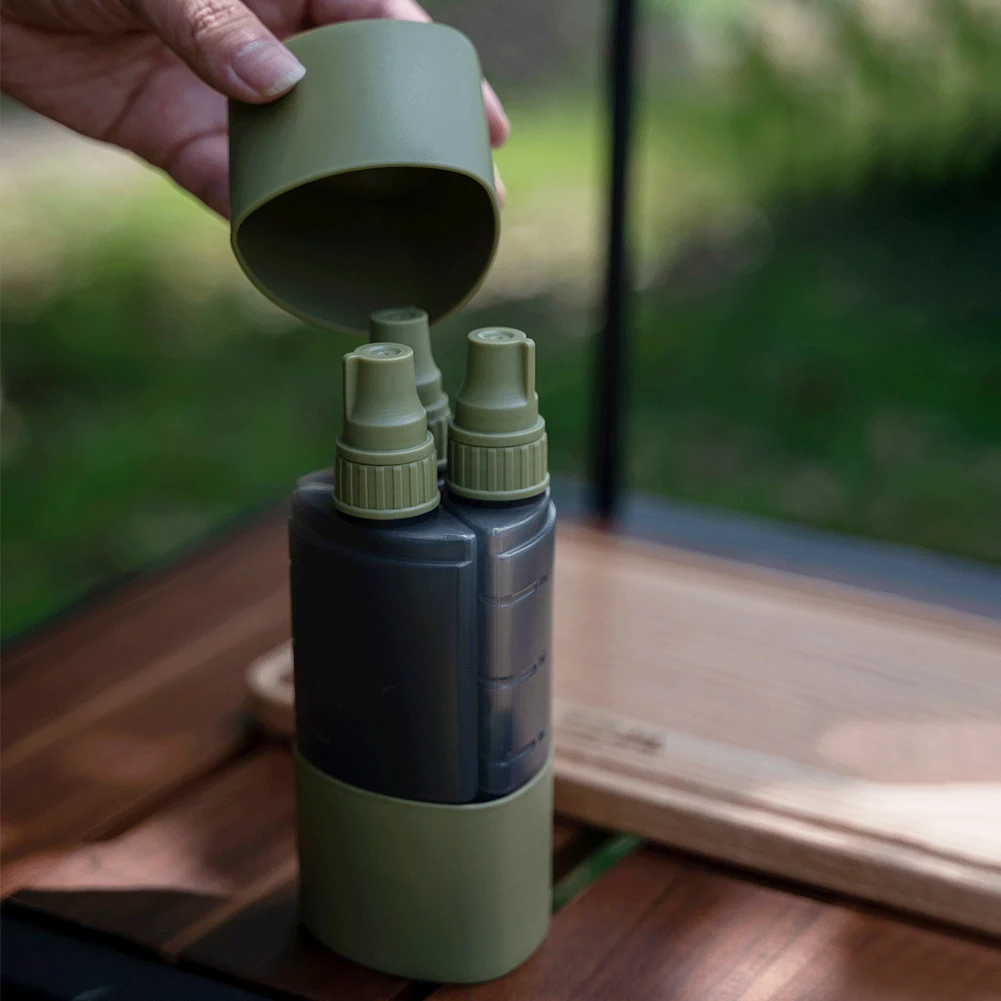 3 で 1 屋外キャンプ調味料ディスペンサーボトルバーベキュ - Camping Cooking Kitchen Set のレビューと価格