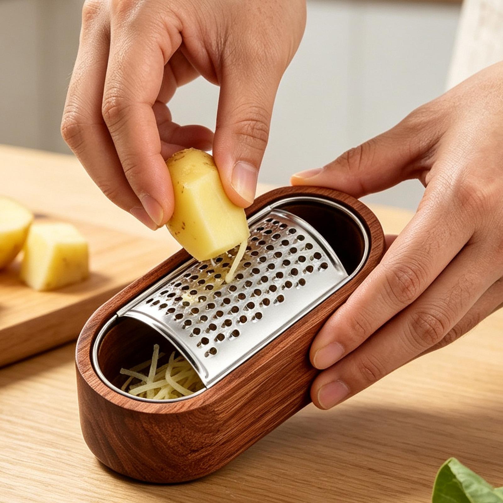 チーズグレーター キッチンシュレッダーガジェット 木製容器付 - Camping Cooking Vegetables のレビューと価格