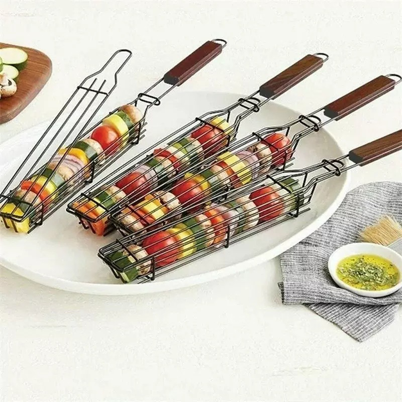 BBQグリルバスケット ポータブル 肉・野菜用メッシュグリル - Camping Cooking Vegetables のレビューと価格