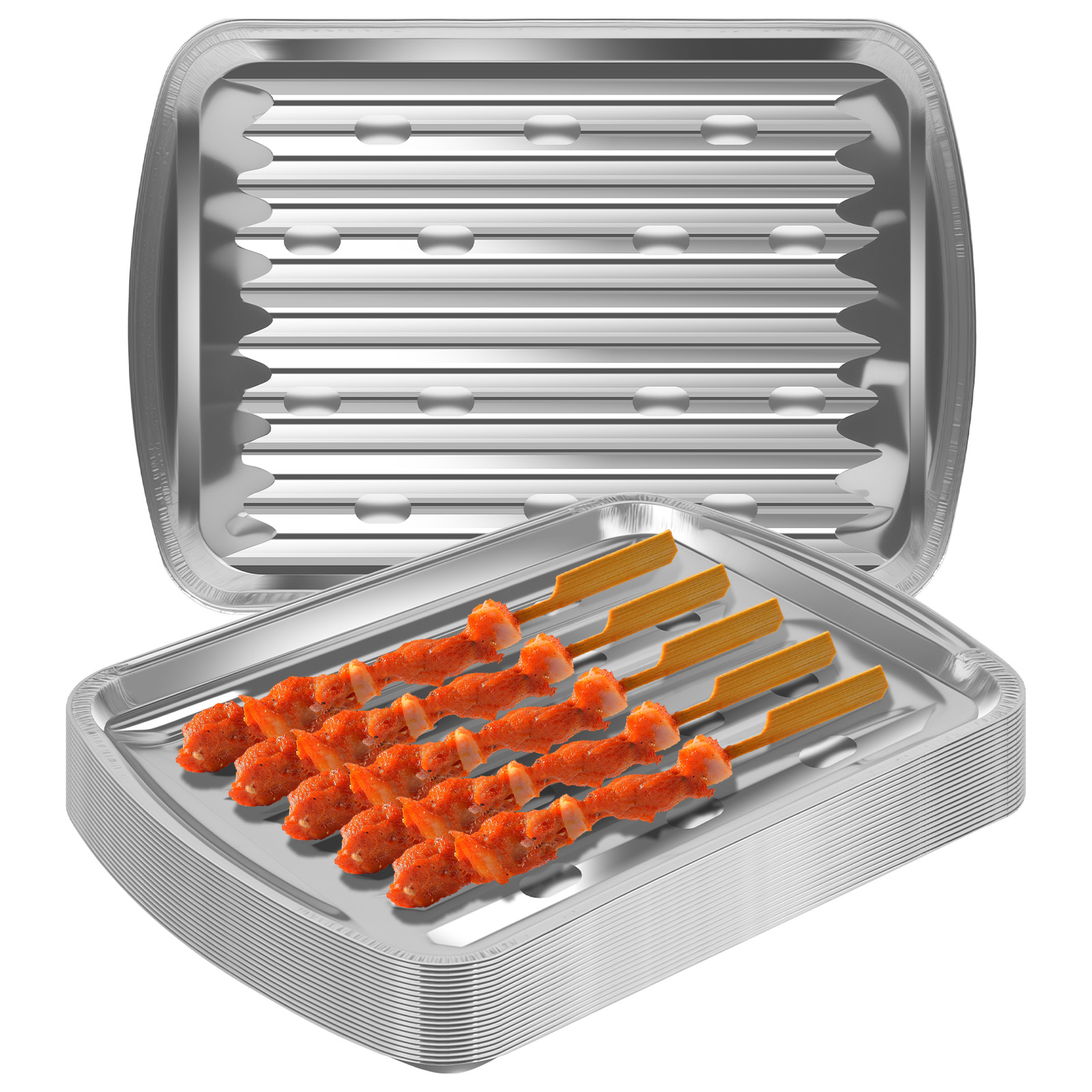 アルミホイルトレイ ノンスティックベーキングパン 食品グレー - Camping Cooking Bbq のレビューと価格