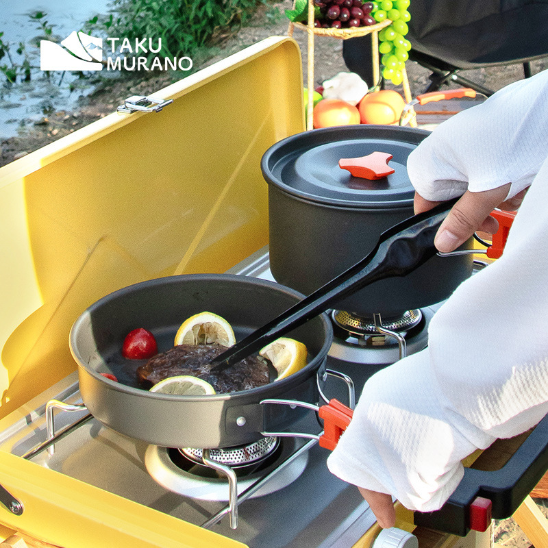 キャンプ調理器具セットアウトドアクッキング超軽量アルミポット - Camping Cooking Kitchen Set のレビューと価格