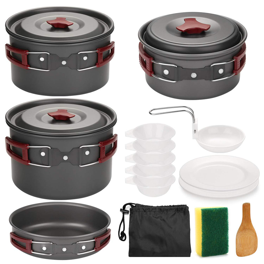 アウトドア キャンプ調理器具キット ノンスティック キャンプ - Camping Cooking Kitchen Set のレビューと価格