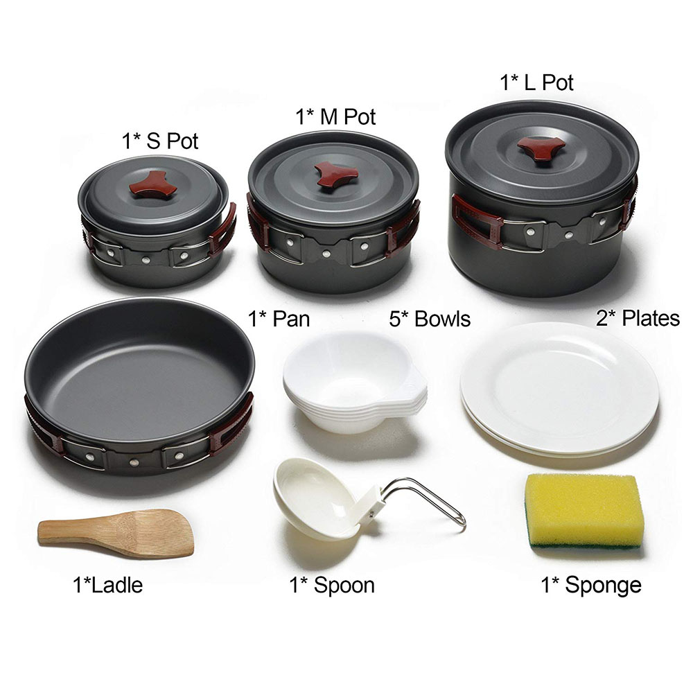 アウトドア キャンプ調理器具キット ノンスティック キャンプ - Camping Cooking Kitchen Set のレビューと価格