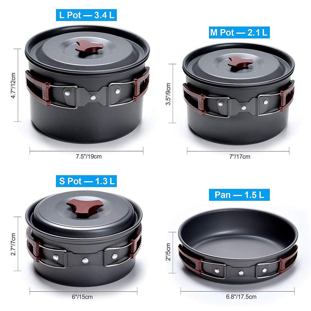アウトドア キャンプ調理器具キット ノンスティック キャンプ - Camping Cooking Kitchen Set のレビューと価格