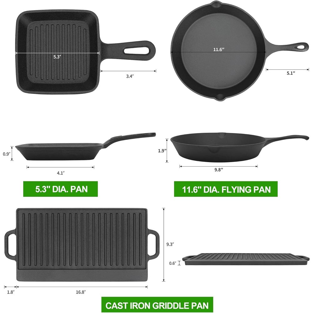 8点セットのプレシーズン加工済みダッチオーブン調理器具セット - Vintage Camping Cooking Set のレビューと価格