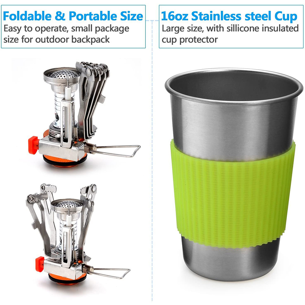 キャンプ調理器具キット ストーブ付き アウトドアクッキングセ - Camping Cooking Kitchen Set のレビューと価格